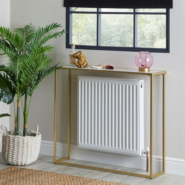 Dunelm Sullivan Gold Effect Slim Console Radiator Cover 1 Dunelm Sullivan Gold Effect Slim Console Radiator Cover