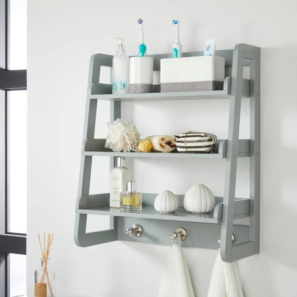 Lloyd Pascal Jasper Grey Wall Mounted Shelves With Chrome Hooks 1 Lloyd Pascal Jasper Grey Wall Mounted Shelves With Chrome Hooks