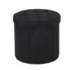 Dunelm Round Black Faux Leather Shoe Ottoman
