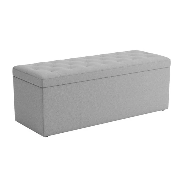Dunelm Oswald Faux Wool Buttoned Ottoman Bench 2 Dunelm Oswald Faux Wool Buttoned Ottoman Bench - Image 2