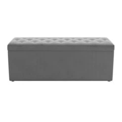 Dunelm Oswald Velvet Buttoned Ottoman Bench -The Furniture Store 30726584 alt02