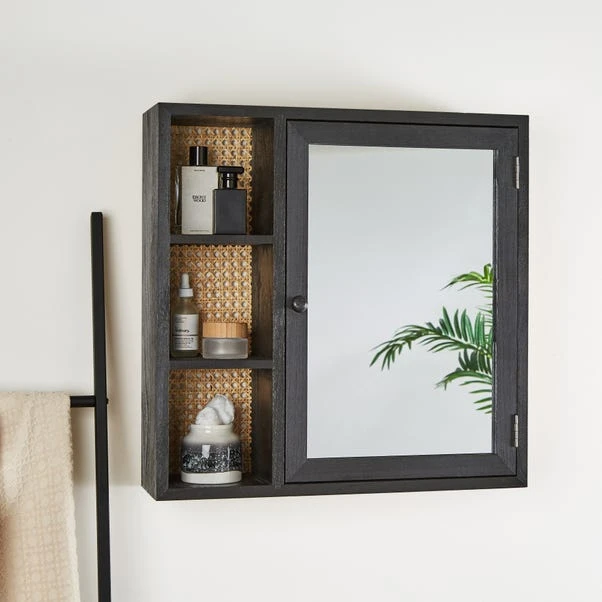 Dunelm French Cane Black Mirror Cabinet 1 Dunelm French Cane Black Mirror Cabinet
