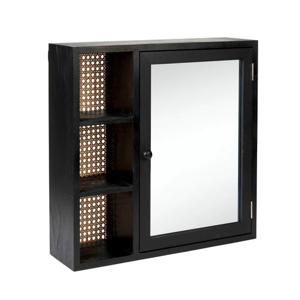 Dunelm French Cane Black Mirror Cabinet 3 Dunelm French Cane Black Mirror Cabinet - Image 3