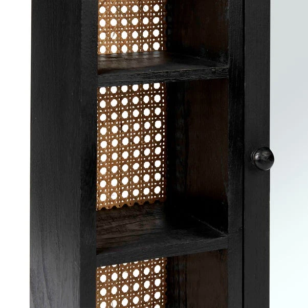 Dunelm French Cane Black Mirror Cabinet 4 Dunelm French Cane Black Mirror Cabinet - Image 4