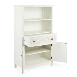 Dunelm Samira Tall 2 Door & 1 Drawer Chest, White -The Furniture Store 30748013 alt02
