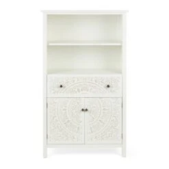 Dunelm Samira Tall 2 Door & 1 Drawer Chest, White -The Furniture Store 30748013 alt03