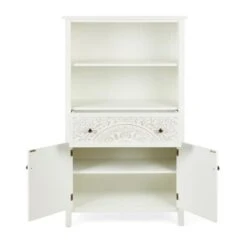 Dunelm Samira Tall 2 Door & 1 Drawer Chest, White -The Furniture Store 30748013 alt04