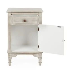 Dunelm Lucille 1 Drawer & 1 Door Bedside Table, White Wash 9 Dunelm Lucille 1 Drawer & 1 Door Bedside Table, White Wash -The Furniture Store 30748018 alt03