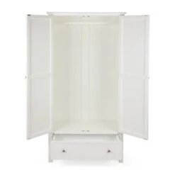 Dunelm Samira Double 1 Drawer Wardrobe, White -The Furniture Store 30749089 alt02