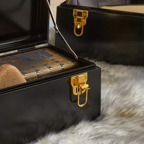 Dunelm Set Of 2 Black Metal Trunk 2 Dunelm Set Of 2 Black Metal Trunk - Image 2