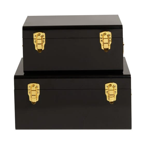 Dunelm Set Of 2 Black Metal Trunk 4 Dunelm Set Of 2 Black Metal Trunk - Image 4