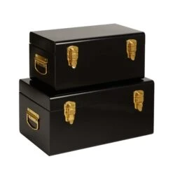 Dunelm Set Of 2 Black Metal Trunk 9 Dunelm Set Of 2 Black Metal Trunk -The Furniture Store 30754090 alt04