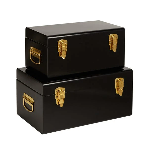 Dunelm Set Of 2 Black Metal Trunk 5 Dunelm Set Of 2 Black Metal Trunk - Image 5