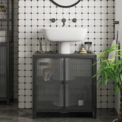 Dunelm Stannis Reeded Glass Under Sink Unit