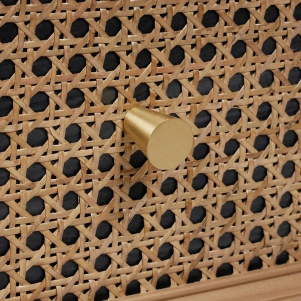 Dunelm Franco 2 Drawer Bedside Table, Black & Cane 4 Dunelm Franco 2 Drawer Bedside Table, Black & Cane - Image 4