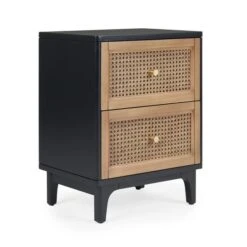 Dunelm Franco 2 Drawer Bedside Table, Black & Cane 11 Dunelm Franco 2 Drawer Bedside Table, Black & Cane -The Furniture Store 30768465 alt05