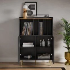 Dunelm Georgi Vinyl Cabinet Black -The Furniture Store 30769724 alt02