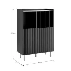 Dunelm Georgi Vinyl Cabinet Black -The Furniture Store 30769724 alt05