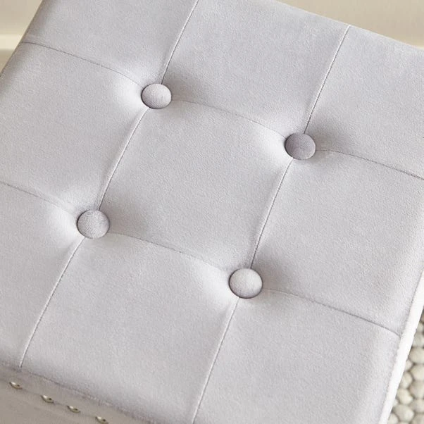 Dunelm Luxe Traveller Grey Velvet Cube 2 Dunelm Luxe Traveller Grey Velvet Cube - Image 2