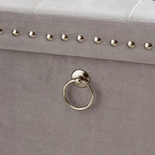 Dunelm Luxe Traveller Grey Velvet Cube 3 Dunelm Luxe Traveller Grey Velvet Cube - Image 3