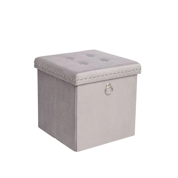 Dunelm Luxe Traveller Grey Velvet Cube 4 Dunelm Luxe Traveller Grey Velvet Cube - Image 4