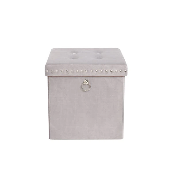 Dunelm Luxe Traveller Grey Velvet Cube 6 Dunelm Luxe Traveller Grey Velvet Cube - Image 6