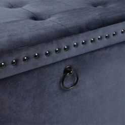 Dunelm Luxe Traveller Navy Velvet Ottoman -The Furniture Store 30769867 alt05