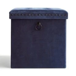 Dunelm Luxe Traveller Navy Velvet Cube 9 Dunelm Luxe Traveller Navy Velvet Cube -The Furniture Store 30769868 alt03