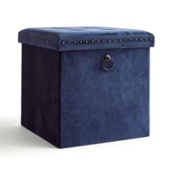 Dunelm Luxe Traveller Navy Velvet Cube 10 Dunelm Luxe Traveller Navy Velvet Cube -The Furniture Store 30769868 alt04