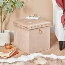 Dunelm Luxe Traveller Cream Velvet Cube
