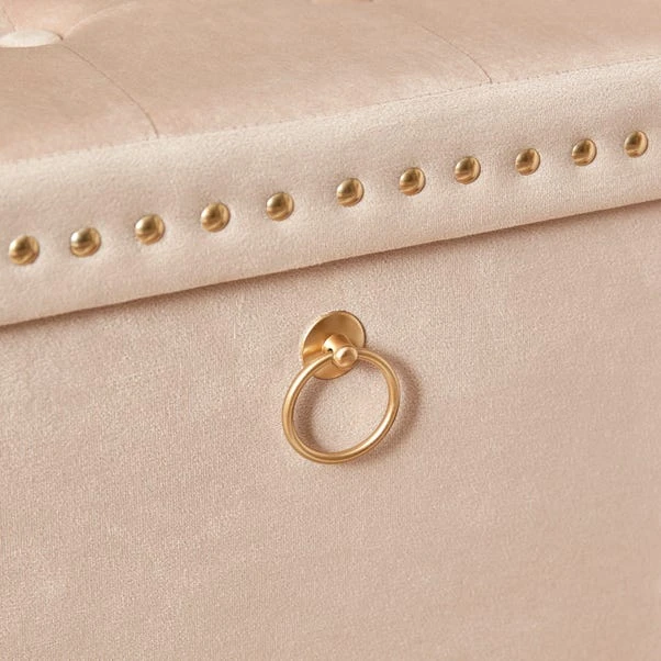 Dunelm Luxe Traveller Cream Velvet Cube 3 Dunelm Luxe Traveller Cream Velvet Cube - Image 3