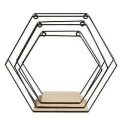 Dunelm Hexagon Shelving Set Of 3 Black -The Furniture Store 30769906 alt03