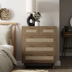 Dunelm Indi 5 Drawer Chest, Mango Wood