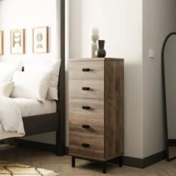 Dunelm Fulton Tall 5 Drawer Chest, Pine Effect