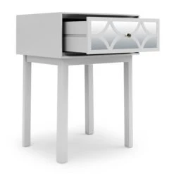 Dunelm Delphi 1 Drawer Bedside Table, Mirrored -The Furniture Store 30775913 alt04