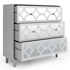 Dunelm Delphi 3 Drawer Chest, Grey & Mirrored -The Furniture Store 30775917 alt04