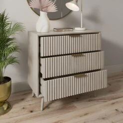 Dunelm Neena 3 Drawer Chest, White Wash Acacia Wood -The Furniture Store 30781307 alt02