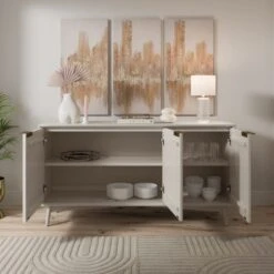 Dunelm Neena Large Sideboard, White Wash Acacia Wood -The Furniture Store 30781309 alt02