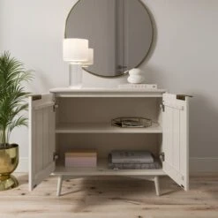 Dunelm Neena Small Sideboard, White Wash Acacia Wood -The Furniture Store 30781310 alt02