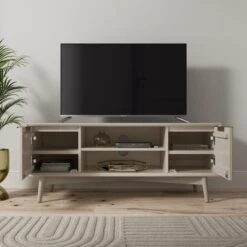 Dunelm Neena TV Unit, White Wash Acacia Wood -The Furniture Store 30781311 alt02