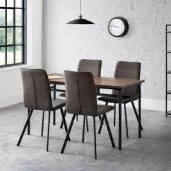 Julian Bowen Carnegie Rectangular Dining Table With 4 Monroe Dining Chairs