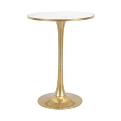 Dunelm Silas White Faux Marble Bar Table Gold -The Furniture Store 30802254 alt03