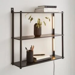 Dunelm Cole Wall Unit With LED Lights Black
