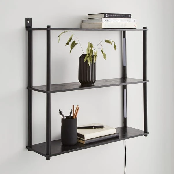 Dunelm Cole Wall Unit With LED Lights Black 2 Dunelm Cole Wall Unit With LED Lights Black - Image 2