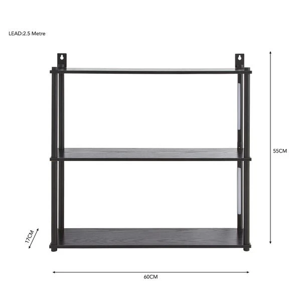 Dunelm Cole Wall Unit With LED Lights Black 6 Dunelm Cole Wall Unit With LED Lights Black - Image 6