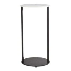 Dunelm Aiko Side Table With 1 LED Light Black And Faux Marble -The Furniture Store 30802418 alt04