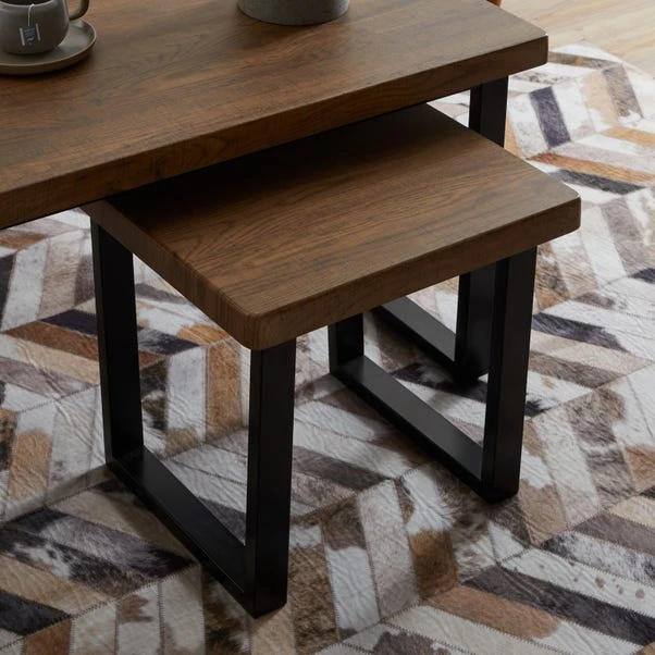 Dunelm Freddie Rustic Wood Effect Nest Coffee Table 2 Dunelm Freddie Rustic Wood Effect Nest Coffee Table - Image 2