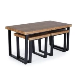 Dunelm Freddie Rustic Wood Effect Nest Coffee Table 8 Dunelm Freddie Rustic Wood Effect Nest Coffee Table -The Furniture Store 30809245 alt02