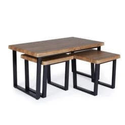 Dunelm Freddie Rustic Wood Effect Nest Coffee Table 9 Dunelm Freddie Rustic Wood Effect Nest Coffee Table -The Furniture Store 30809245 alt03