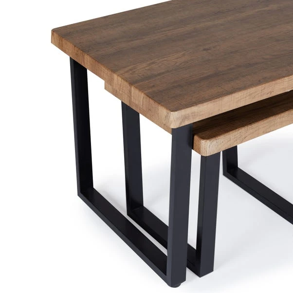 Dunelm Freddie Rustic Wood Effect Nest Coffee Table 6 Dunelm Freddie Rustic Wood Effect Nest Coffee Table - Image 6